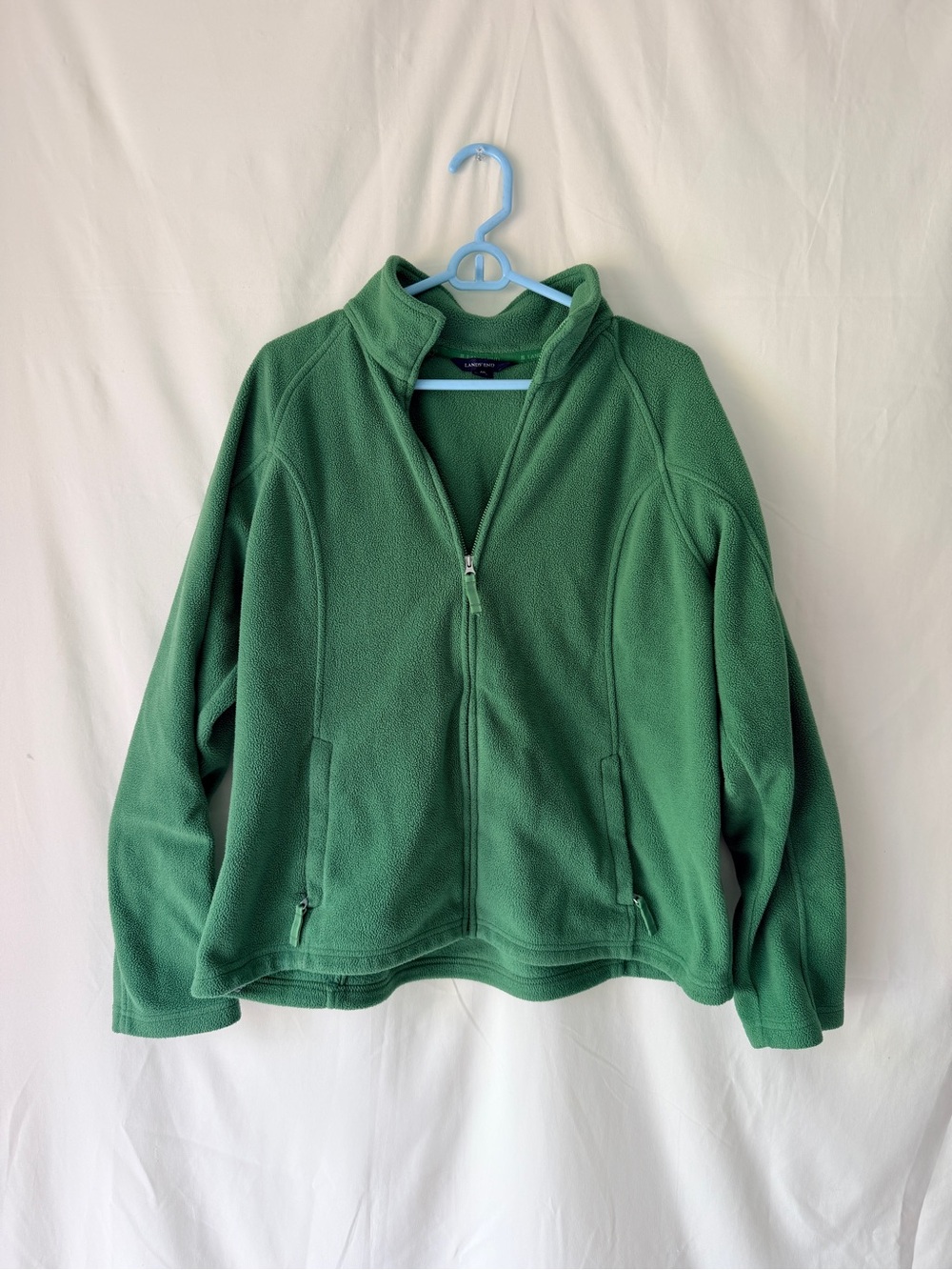 Lands' End Green Full-Zip Utility Fleece Jacket